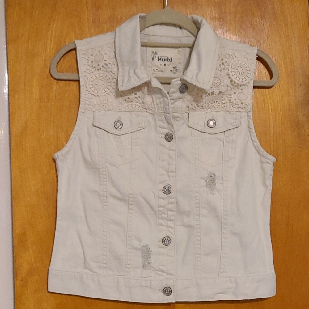 White jean vest